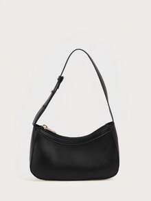 1 buah Tas Tangan Anak Perempuan Warna Perak Metalik, Tas Tote Mini Logam Mengkilap, Tas Selempang - Hitam - View 8