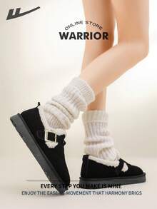 Warrior Comfortable Street Style Snow Boots For Women Autumn And Winter Comfortable Running Shoes Modest Style Casual Yet Sleek Sneakers Applicable Throughout The Year Wear-Resisting All-Day Wear Training Sneakers Warm Fleece-Lined Sneakers - Black - View 7
