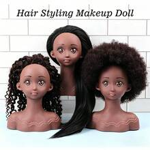 Afro Mannequin Heads With 100%Real Hair With Adjustable Tripod Hairdressing Dolls Training Head For Practice Styling Braiding - View 8