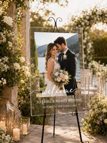 Photo Wedding Welcome Sign, Wedding Rehearsal Sign, Modern Wedding Sign, Acrylic Welcome Sign, Wedding Photo Sign, Welcome To Our Wedding - Multicolor - View 6