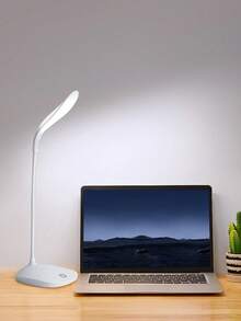 1 pieza Lámpara de escritorio LED con control táctil de 3 colores y protección ocular, flexible y plegable, de doble uso para dormitorio, estudio y mesita de noche, lámpara de escritorio pequeña con luz suave, iluminación de protección ocular para lectura y escritura de estudiantes, lámpara de escritorio recargable por USB ajustable y plegable - Blanco - Ver 3