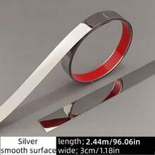 1pc Stainless Steel Flat Metal Decorative Strip, Ceiling Trim Line, Mirror Wall Sticker, Living Room Decoration Gold Tape - A - View 15