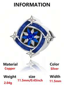 1pc Dreamy Starry Sky Silver Hollow Bead, Blue Glitter Enamel Planet, Shooting Star, Pentagram Rhinestone DIY Bracelet Beads, Romantic Galaxy Universe Style Women's Jewelry Gift For Best Friend - Royal Blue - View 14