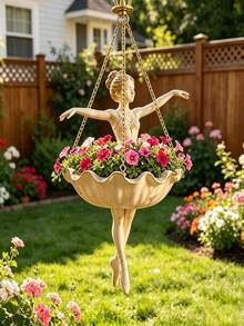 1pc Ballet Girl Hanging Planter Decoration, Outdoor Decorative Craft, Creative Garden Yard Decor, Cute Decorative Flower Pot, Suitable For Succulents, Climbing Plants, Patio, Porch And Garden Decoration, Home Decor Gardening Gift - Ballet Flower Pot - View 6