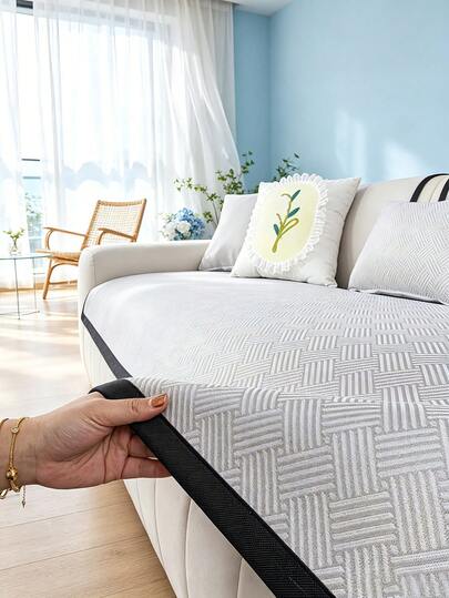 1 buah Bantal Sofa Ruang Tamu Minimalis Modern Anti Selip Bahan Sutra Es, Bantalan Sofa Bertekstur Geometris Mewah, Bantal Sofa Jacquard Bernapas dan Sejuk, Bantalan Kursi Sofa dengan Tepi Anti Selip, Pelindung Furnitur yang Dapat Dicuci dengan Mesin, Cocok untuk Ruang Tamu, Kamar Tidur, Cocok untuk Sofa Tunggal, Ganda, Tiga, dan Empat