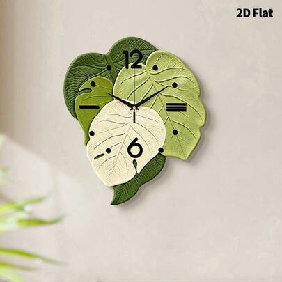 Creative Leaf Decorative Wall Clock, Ultra-Quiet Quartz Movement, No Ticking Sound, Suitable For Decorating Living Room, Bedroom, Office, Kitchen And Cafe, Perfect Decorative Gift For Friends And Family, Can Be Used For Room Decoration, Bedroom Decoration, Dorm Decoration, Back To School Decoration, School Surprise, Opening Season, Wedding Decoration, Friend Birthday Gift, Home Decor And School Supplies