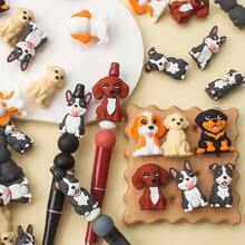 25/32PCS New 3D Puppy Companion Series Silicone Beads Set, Black White Orange Puppy Design, Paired With 15mm Printed Beads And Solid Color Beads, Adult DIY Accessories, Suitable For DIY Beaded Pens, Earrings, Etc., Perfect As Holiday Birthday Gift Beads & Bead Assortments - Dog Companion Series - View 3