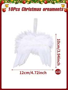 10pcs Angel Wings Christmas Tree Hanging Ornaments, Christmas Tree Decor, Merry Christmas Mini Angel Hanging Ornaments, Christmas Party Decor, Home Christmas Decor, Christmas Tree Top Decor, Christmas DIY Decor, Christmas Decor - Multicolor - View 6