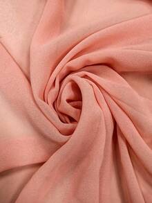 Setelan Dua Potong Wanita Musim Panas Bahan Chiffon, Atasan Tanpa Lengan Leher Halter dengan Bahu Terbuka dan Celana Panjang Motif Tie-Dye, Desain Ruffle Dua Lapis yang Elegan - Coral Orange - View 6