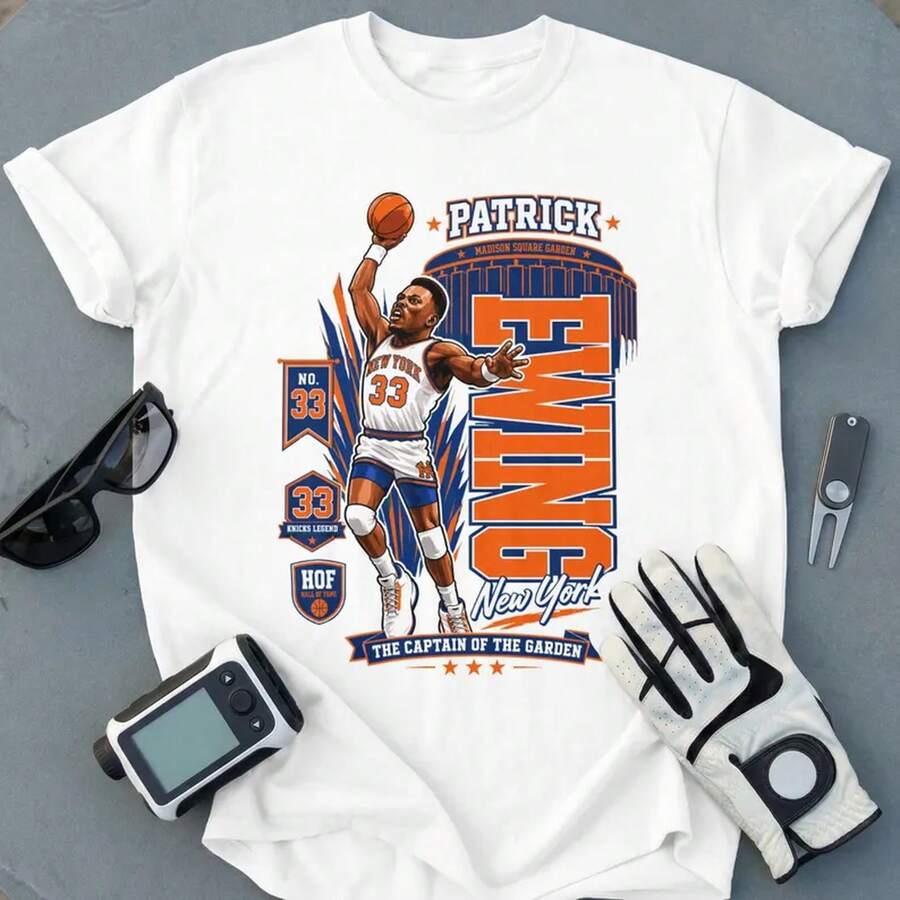 Camiseta de Estilo Retro de Patrick Art Ewing, Líder del Baloncesto - Camiseta Gráfica con Estampado 'Score King Vibes' - Regalo - Blanco - Ver 1