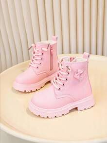 1 Pasang Sepatu Bot Pendek Anak Perempuan Model Putri Warna Pink, Nyaman dan Klasik - Berwarna merah muda - View 3