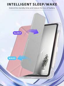 1件透明壓克力Y折豆沙粉平板保護殼，相容 iPad Mini6/7/Air/Air2/9.7/10.2/10.5/10.9 (Air4-Air8)/Pro 11/10th Gen/A16/Pro 11 2024，全透明壓克力背殼，絲綢紋理8折蓋，可調支架，自動休眠/喚醒，內置筆槽，不含筆，部分機型附相機框 - 豆沙粉 - 查看 5
