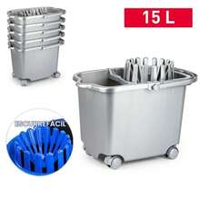 15L Plastic Mop Bucket, Rectangular Mop Tub With Built-In Wringer, Stackable To Save Space, Equipped With 4 Rolling Casters, Random Color Delivery, Portable Household Water Container, Perfect For Daily Mopping In Apartments And Bathrooms. - A - View 14