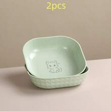 1pc Colorful Plastic Cat Bowl - Wide Mouth Design Helps Prevent Cat Chin Acne And Keeps Feeding Area Clean; Suitable For Dry Food, Wet Food And Water; Easy To Clean, Pet Feeding Supplies - 300ml - View 10