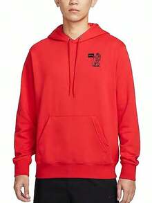 Nike Club Men's Astronaut Embroidered Hoodie Logo Letter Fashion Back Planet Graphic Print Loose Fit Sports Sweatshirt Red - Red - View 1