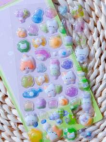 3D Embossed Cartoon Stickers, Cute & Fun Planner Decoration, DIY Crystal Girl - Multicolor - View 3