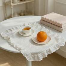 1/2/6pcs French Vintage Pastoral White Striped Lace Textured Ruffle Edge Napkins/Tablecloths/Placemats - Multicolor - View 7