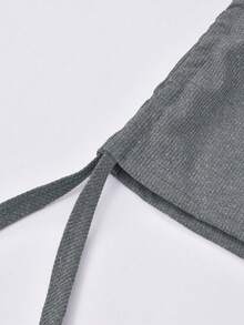 Đầm nữ tối giản màu trơn tay dài có dây rút - Xám - Xem 5