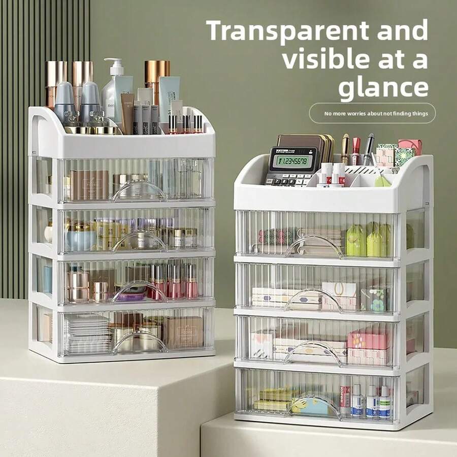 Makeup Storage Set - Two-layer White Storage Box [Drawer] - View 1