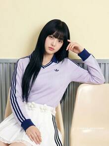 Adidas Originals Women's LS POLO W CCPOLO Knit Collar Long Sleeve T-Shirt KY5733 - Mauve Purple - View 2