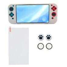Compatible con Switch OLED, 1 pieza Funda protectora de consola + 4 piezas Tapas de joystick + 1 pieza Protector de pantalla de vidrio templado de alta definición, a prueba de polvo, resistente a arañazos, protección completa a prueba de agua - Ver 13