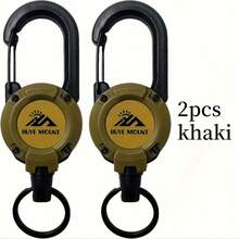 2pcs Retractable Keychain Set, Heavy Duty Steel Cable With Lanyard And Carabiner, Suitable For Outdoor Camping, Hiking And Fishing, Multi-Function Badge And ID Card Holder - Multicolor - View 10