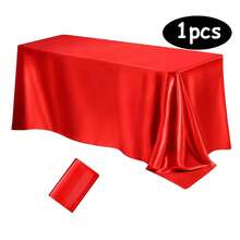 1pc Elegant White Satin Tablecloth: Perfect For Wedding Receptions, Parties And Home Decoration - Rectangular, Woven, Soft And Shiny - Multicolor - View 17