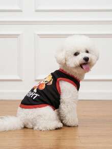 LUCKIE LABO 1pc Dog Boxing Theme Printed Breathable Cooling Vest, Flea & Shedding Control, For Indoor/Outdoor Pets - Black - View 3