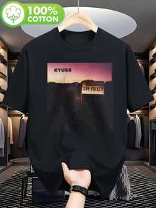 Kyuss Vintage Heavy Psychic Grafisk T-shirt, Herrtröja med Ikonisk Logotyp och Sky Valley-design, Mjuk Vardagströja, Perfekt för Musikentusiaster, Kläder med Musiktema, Vintag - Svart - Visa 5
