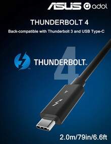 Kabel Data ASUS 240W Thunderbolt 4, Untuk USB C Tipe-C, Mendukung Transfer Data 40Gbps, Pengisian Cepat 240W, Mendukung Transmisi Audio/Video 8K/4K, Pengisian Cepat PD240W, Kompatibel dengan Kabel Data Pencermian Layar Macbook dan 17 ProMax - View 1