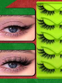 LIMEIKAI 5 Pairs Cartoon Fox Eye False Eyelashes - 3D Delicate Faux Mink Cat Eye Lashes, Create Natural Cat Eye Look - Cat Eye Lashes - View 5