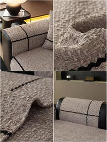 1PC Light-Luxury Premium Sofa Cushion Cover – Chenille Four-Season Universal Non-Slip Seat Pad, Cross-Woven Ribbon Decorative Sofa Protector Cover, Machine Washable - Multicolor - View 9