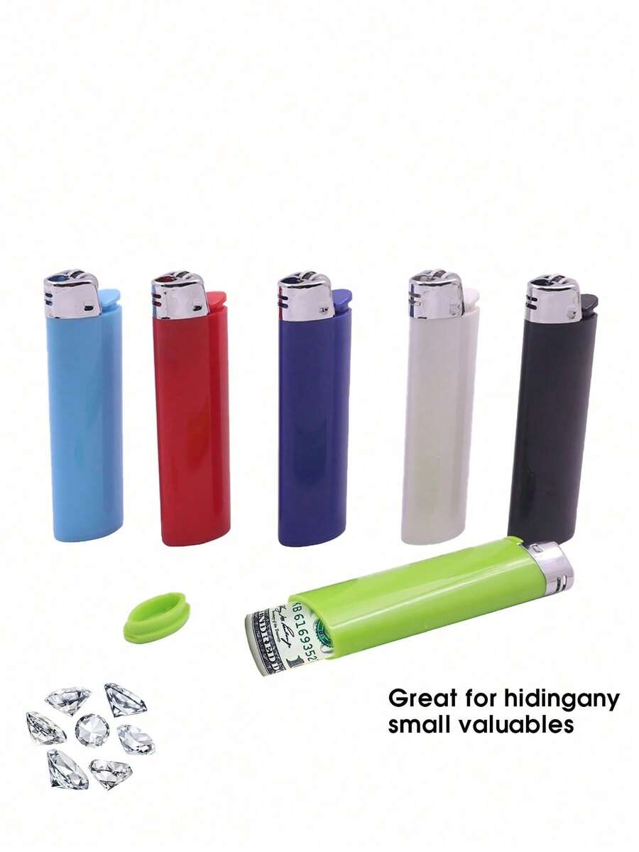1pc Creative Lighter-Shaped Storage Box (No Flint), Personalized Storage Box, Disguised Lighter Storage Box, Suitable For Private Storage, Outdoor, Party, Jewelry, Cash And Other Valuable Items - Multicolor - View 1