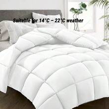 1pc Queen Size All Season Comforter Duvet Insert, Quilted Soft Breathable Microfiber Bedding, Solid White Bed Quilt - White - View 1