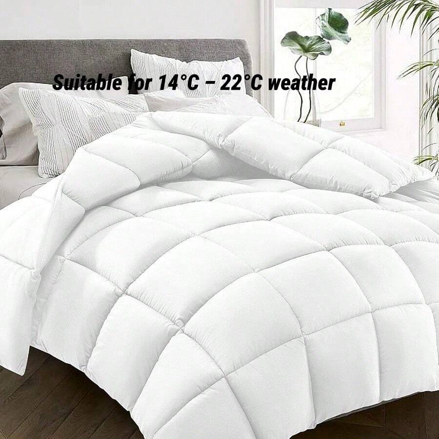 1pc Queen Size All Season Comforter Duvet Insert, Quilted Soft Breathable Microfiber Bedding, Solid White Bed Quilt - White - View 1