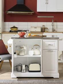 SoBuy | Kitchen Trolley With Foldable Extension | Kitchen Cart With 2 Drawers | Kitchen Cabinet MDF For Small Spaces | 107*71*91 Cm - 白色 - 查看 6