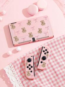 Cute Bear & Bow Pattern Switch 2 (2025)/Switch NS/Switch OLED Compatible Game Console Accessory Set, Game Console Protective Case/Dock Shell/Storage Bag, TPU Soft Shell, Beautiful & Practical, Portable Stand, Portable Travel, Anti-Drop & Anti-Scratch, Anti-Fouling, Fashionable & Romantic Gift - View 14