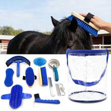 Horse Grooming Tool Set, Complete Horse Washing Brush, Sweat Scraper, Hoof Cleaning Tool, Portable Storage Bag, Horse Racing Daily Cleaning And Care Equipment Combination - 10-piece Laundry Bag Set - View 4