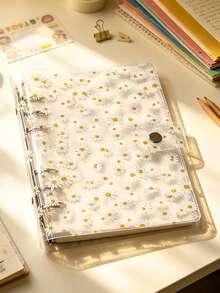 1pc A6 Transparent Loose-Leaf Binder, Daisy Snap Button Transparent File Bag, PVC File Protection Bag, Scrapbook Kit, Minimalist Essentials And Folders And File Bags, Office Document Storage Supplies, Photo Card Storage, Scrapbook, Receipt Storage, Notebook Cover, Back To School Supplies, Office Supplies, Library Supplies, Study Supplies, DIY Manual, Sticker Collection, Party Gifts - Daisy - View 8