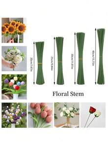 20/50/100 pièces Tiges de fleurs artificielles, super résistantes, faciles à plier en diverses formes, convenant pour les bouquets DIY, accessoires de décoration de roses en ruban permanent, outils de jardinage, cadeaux de la Saint-Valentin, décoration de mariage du Nouvel An, cadeaux de la Saint-Valentin, cadeaux d'anniversaire, cadeaux de remise des diplômes - Vert sapin - Voir 4