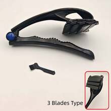 Upgraded 3-Blade Back Shaver And Replacement Blade Set (Sold Separately), Ergonomic Non-Slip Handle, Suitable For Dry And Wet Shaving, Gift For Boyfriend, Halloween, Christmas, Bathroom Accessory - 3-blade Model - View 8