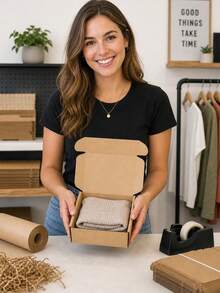 3-Layer Corrugated Kraft Paper Gift Box, Thickened, Suitable For Birthday Party Gift Packaging, Back To School, Valentine's Day - Multicolor - View 11