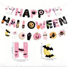 1 Set Baby Halloween Party Paper Banner, Cartoon Pumpkin Ghost Bat Hanging Decoration, Suitable For Baby Birthday Party And Holiday Scene Decor - Multicolor - View 3