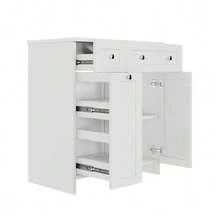 76 X 47 X 86 Cm, Freestanding Vanity Unit, Lacquered Surface, Waterproof Ceramic Basin, 8 Drawers, Soft-Close Runners, Soft-Close Hinges, Silver Handles, White. - White - View 6