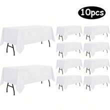 4/6/8/10 pièces Nappe rectangulaire blanche 57 X 102 pouces, convient pour table de 4 pieds, résistante aux taches, résistante aux plis, nappe en polyester lavable, convient pour la salle à manger, le mariage, le banquet, la fête, le buffet - Multicolore - Voir 17