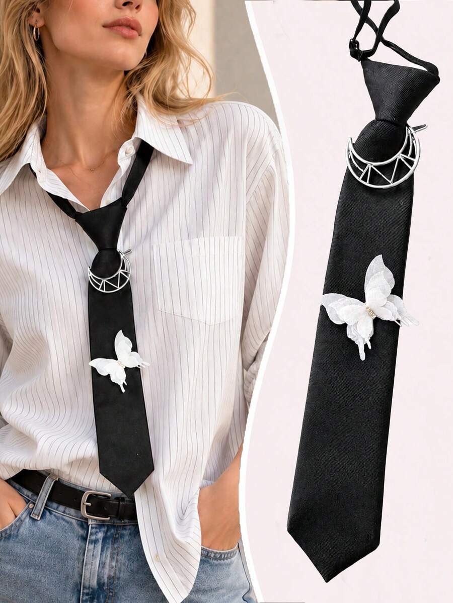 Minimalist Chain Pull-Up No-Tie Personalized Bow Tie - Black 3 - View 1