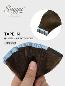 SUYYA Seamless Skin Weft Adhesive Glue Tape In 100% Rambut Manusia Asli Remy Balayage Lurus Ekstensi Rambut Berkualitas Salon Untuk Wanita - S4 - View 1