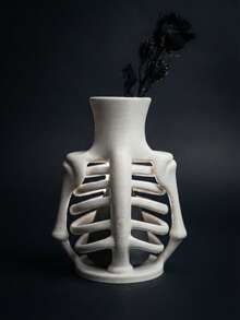 3D Printed Skeleton Vase Gothic Ribcage Desk Organizer White Bone Statue Tabletop Craft Halloween Home Decor - Multicolor - View 5