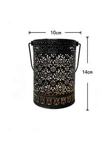 1pc Black Peony Hollow Solar Lantern With Hanging Handle, LED Projection Light, Waterproof Outdoor Landscape Light, Suitable For Patio, Yard, Pathway, Garden, Wedding, Holiday, Party Decoration - Multicolor - View 7