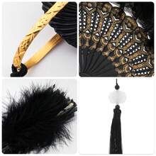 Artificial Feather Fan, Handheld Feather Fan, Vintage 1920s Style, Suitable For Masquerade, Stage Performance, Square Dance, Photography, Advertising, Qipao Show, Graduation Ceremony, Graduation Celebration, Travel Hiking Essential Portable Tool - Fan - View 6